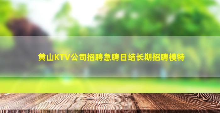 黄山KTV公司招聘急聘日结长期招聘模特